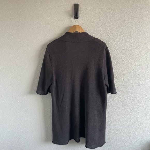 Eileen Fisher Linen Open Front Cardigan Short Sleeve Brown Lagenlook - Picture 4 of 7